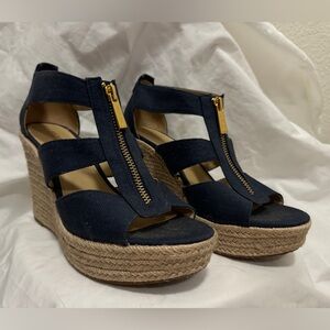 Navy blue Michael Kors wedge heels size 7m